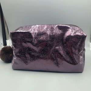 NWT Ulta Beauty Metallic Dark Purple Cosmetic Makeup  Bag Pouch